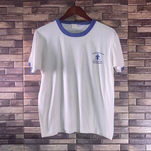 Vintage 70’s Sportswear White and Blue Ringer XL T-Shirt Natchitoches LA Logo